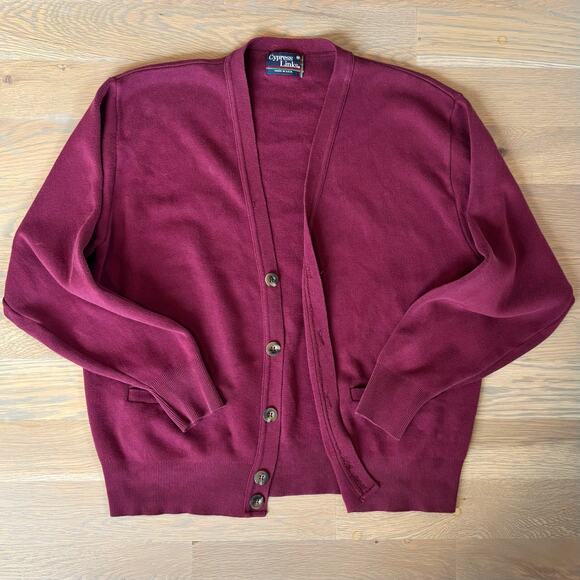 VTG 80s Cypress Links Knit Button Cardigan Golf Made In USA Unisex Mens Medium - Picture 7 of 8
